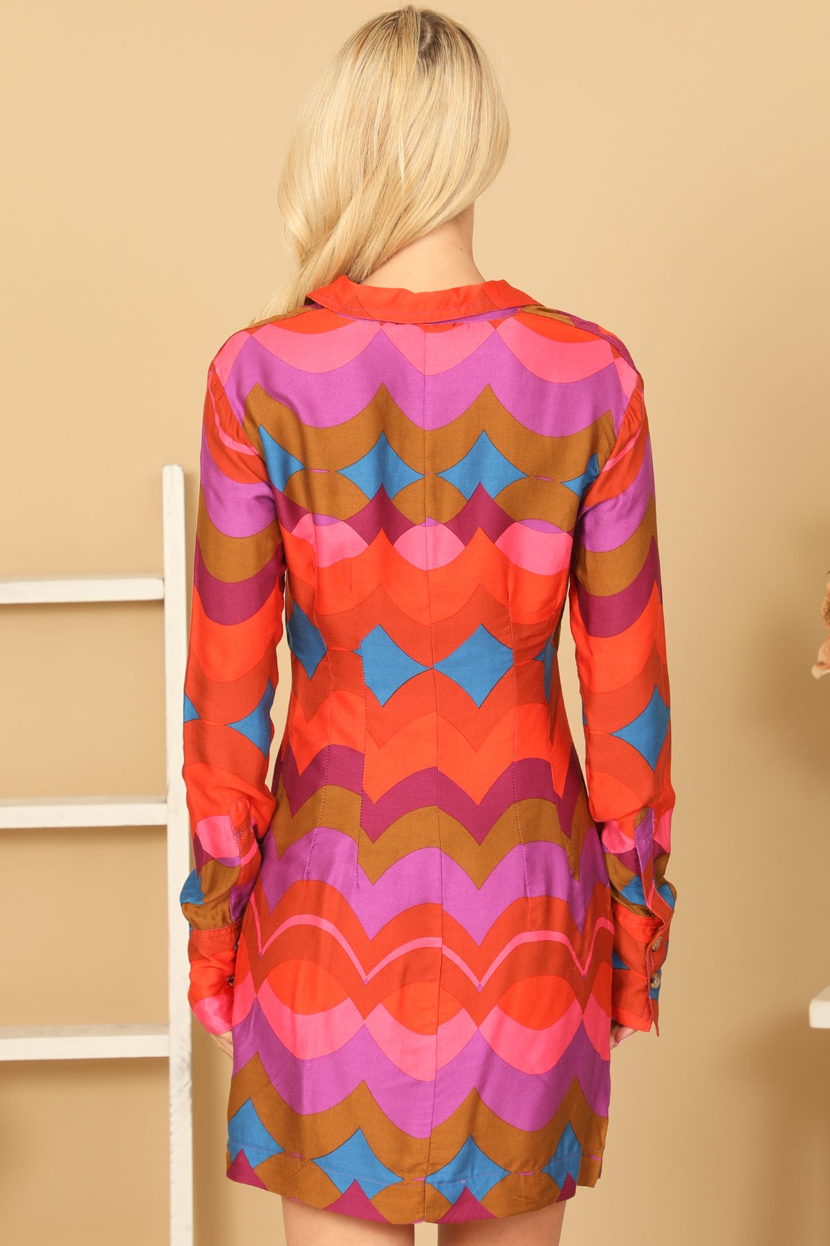 Multi Front Cut-Out Scallop Print Dress