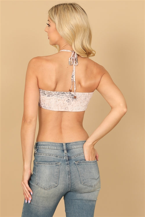 Snake Print Halter Bandeau Top