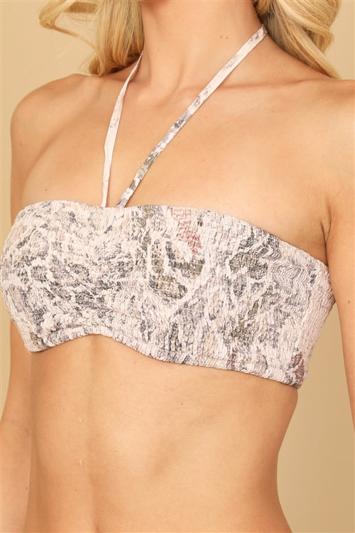 Snake Print Halter Bandeau Top