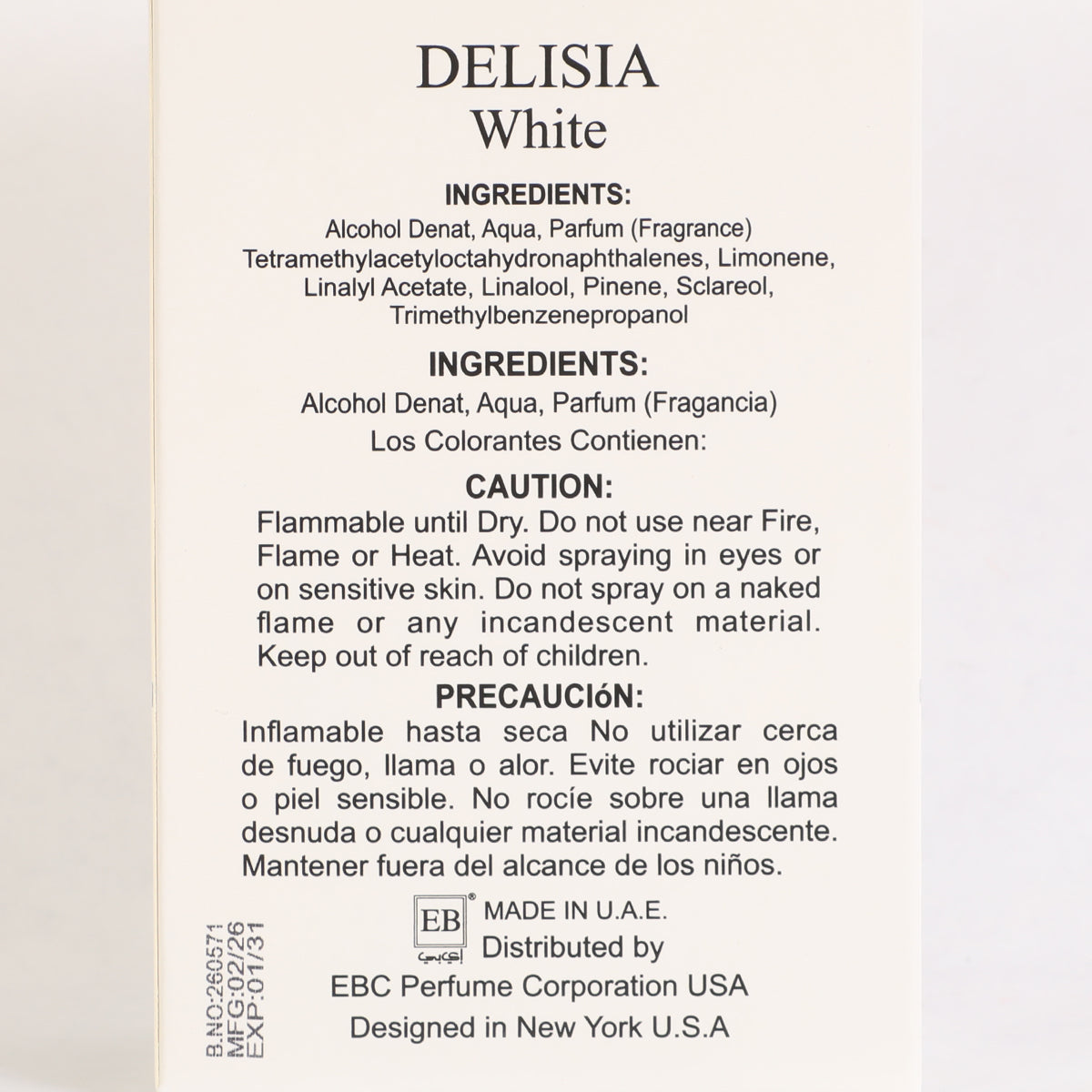Delisia White Spray Perfume Eau De Parfum For Women - 100ML/3.3FL.OZ./3PCS