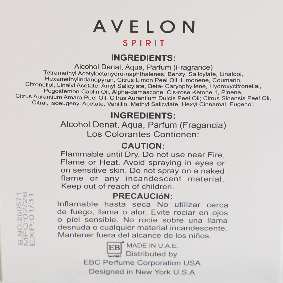 Avelon Spirit Spray Perfume Eau De Parfum For Men - 100ML/3.3FL.OZ./3PCS