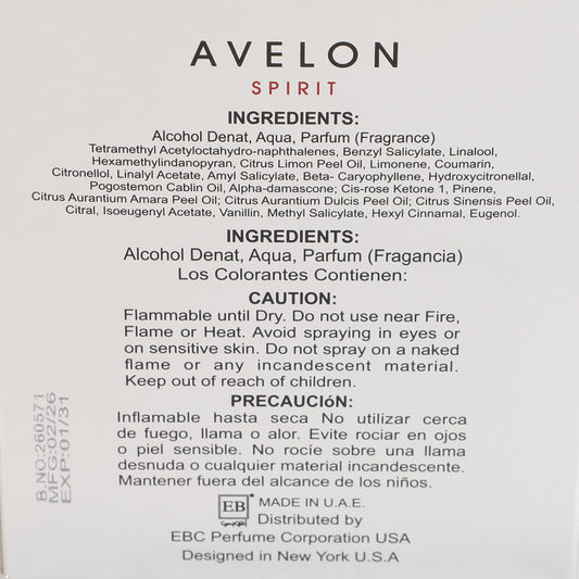 Avelon Spirit Spray Perfume Eau De Parfum For Men - 100ML/3.3FL.OZ./3PCS