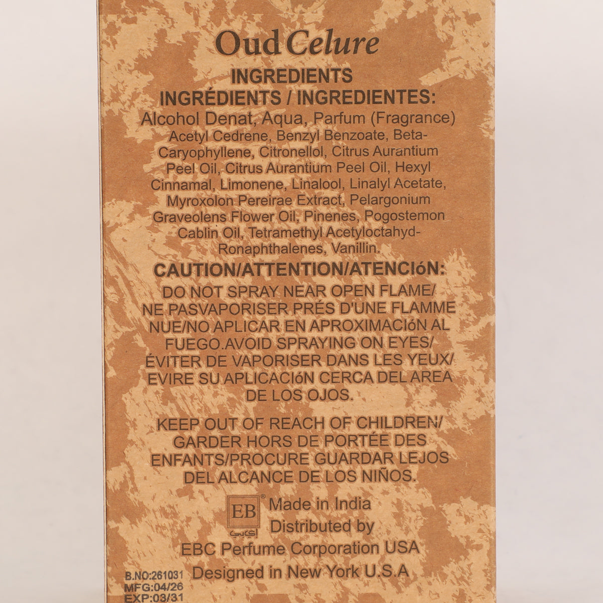 Oud Celure Spray Perfume Eau De Parfum For Men And Women - 100ML/3.4FL.OZ./3PCS