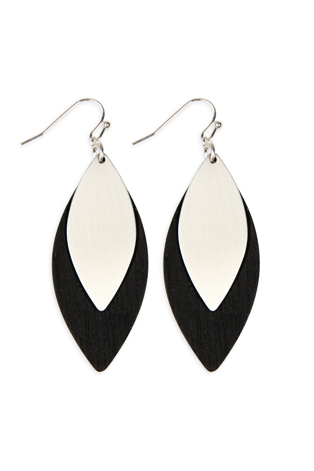 Satin Metal Wood Earring