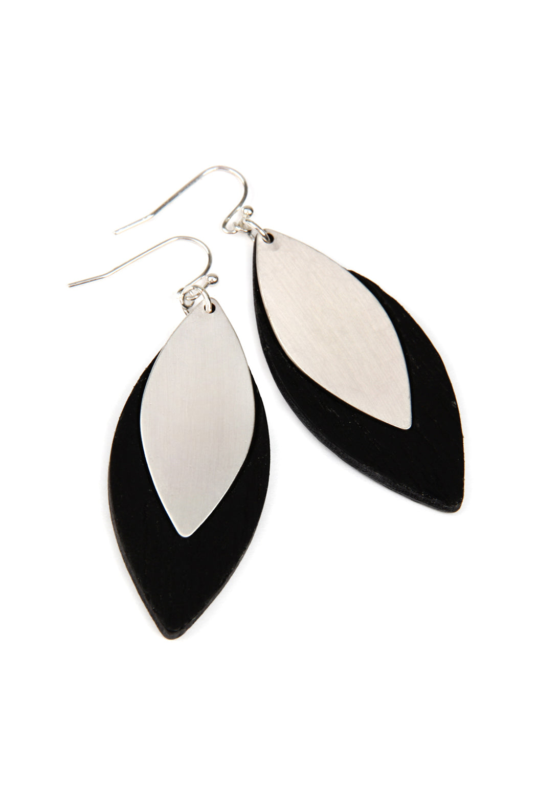 Satin Metal Wood Earring