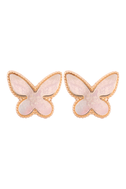 Butterfly Mop Post Earrings Matte Gold  Cream