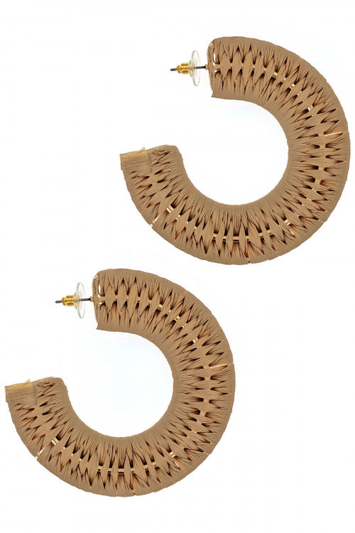 Hoop Braided Raffia Earrings