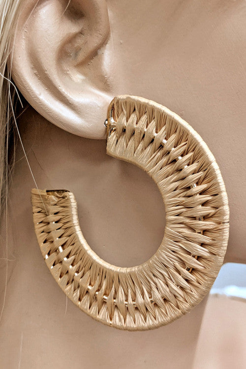 Hoop Braided Raffia Earrings
