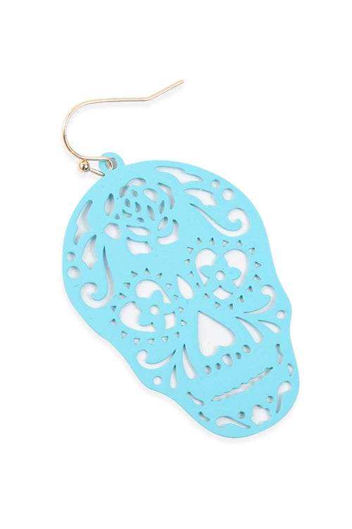 Halloween Tur2uoise Skull Color Coating Filgrree Earrings