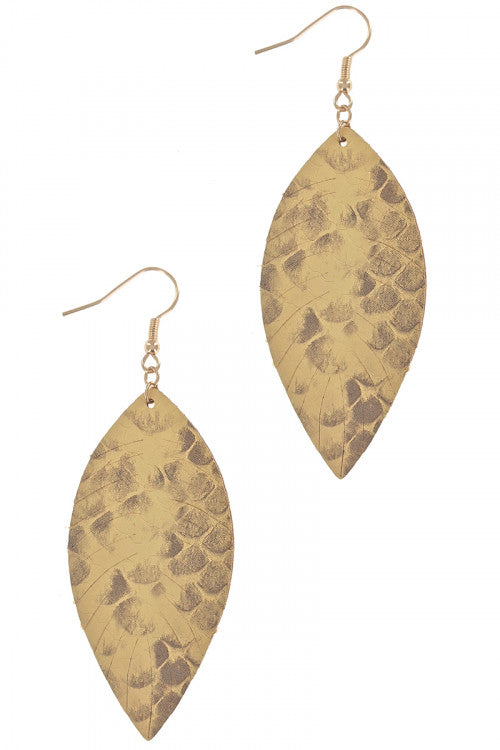 Animal Print Leaf Drop Earrings