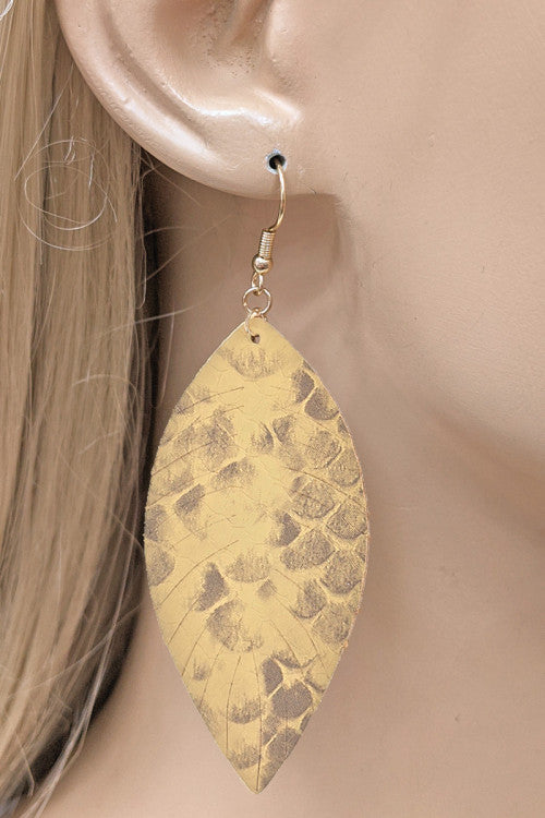 Animal Print Leaf Drop Earrings