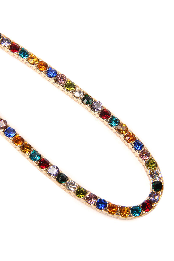 Pave Long Teardrop Fish Hook Earrings Gold Multicolor
