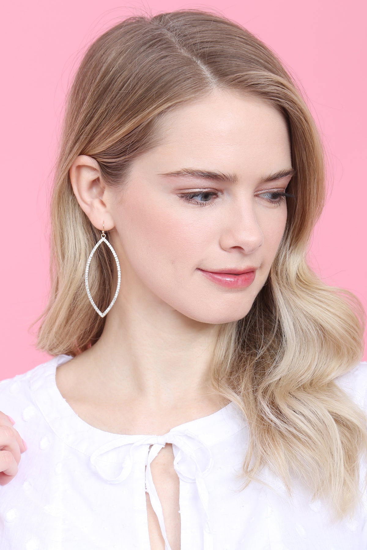 Open Marquise Shape Pave Earrings