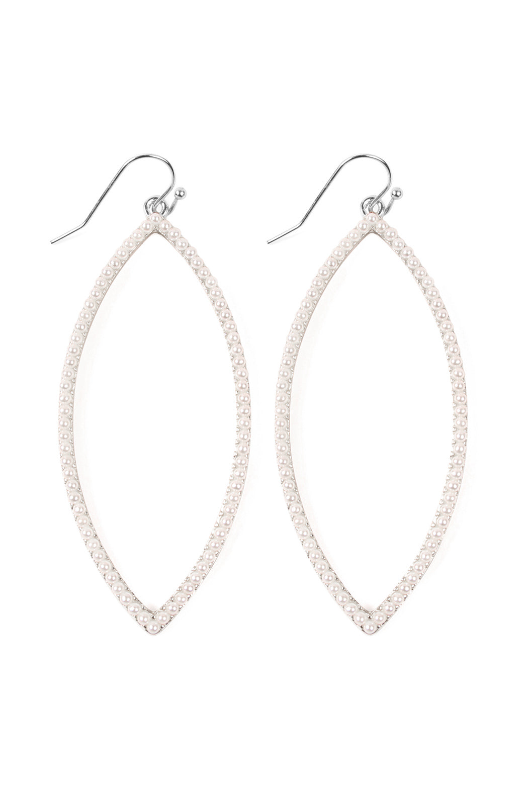 Open Mar2uise Shape Pave Earrings Rhodium Pearl