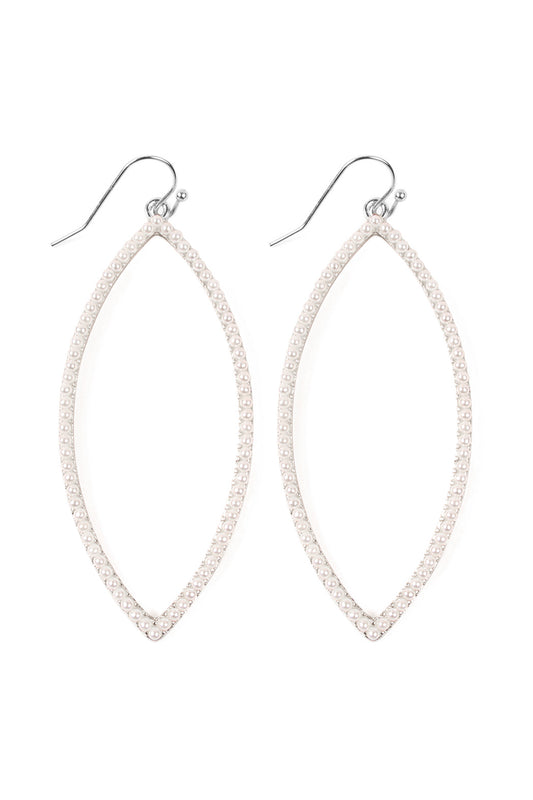 Open Mar2uise Shape Pave Earrings Rhodium Pearl