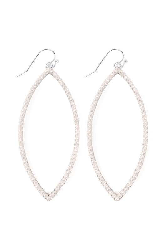 Open Mar2uise Shape Pave Earrings Matte Silver Pearl
