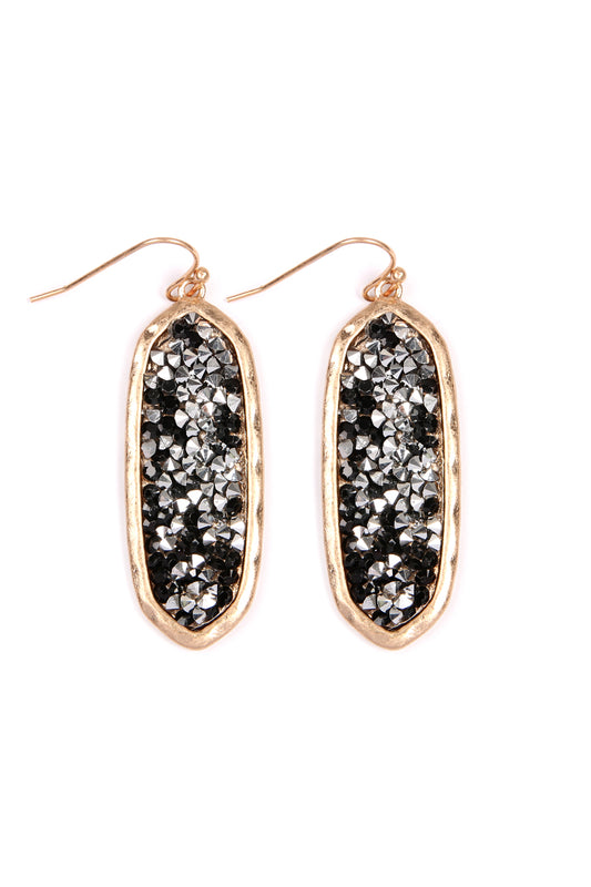 Glitter Faceted Oval Drop Earrings