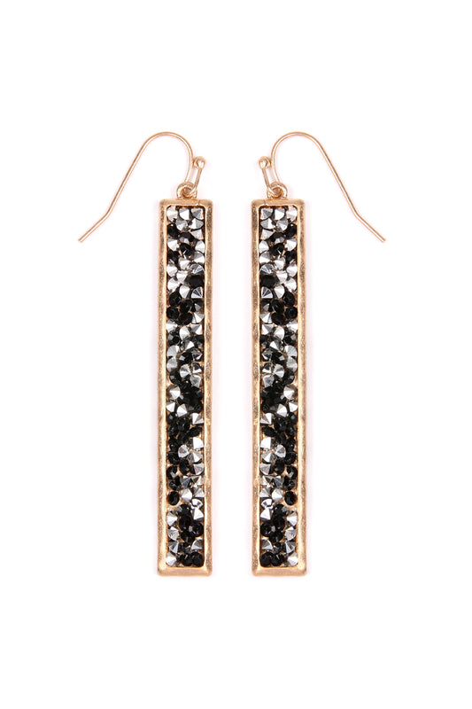 Glitter Faceted Bar Drop Earrings
