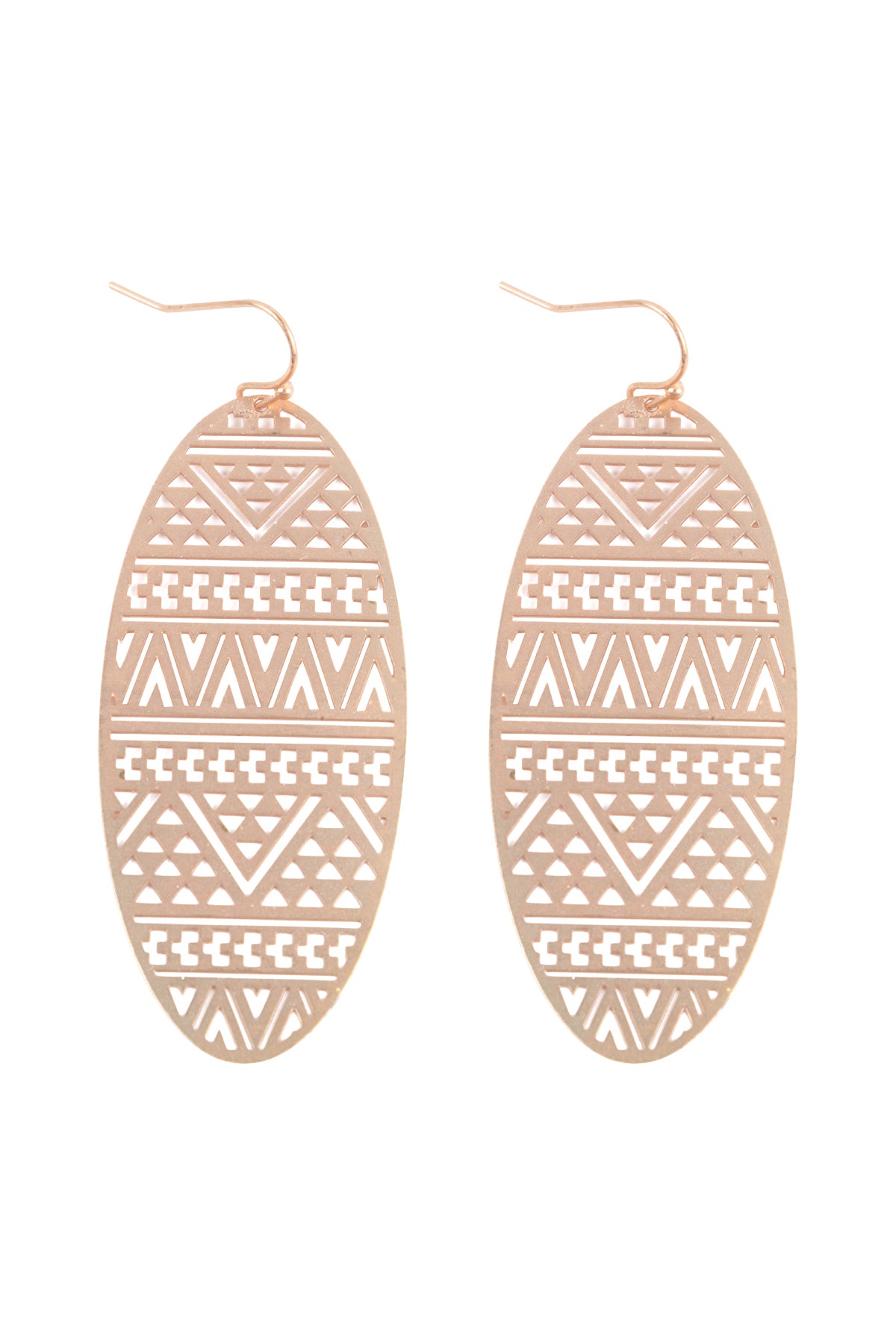 Oval Shape Tribal Pattern Fili Fish Hook Earrings