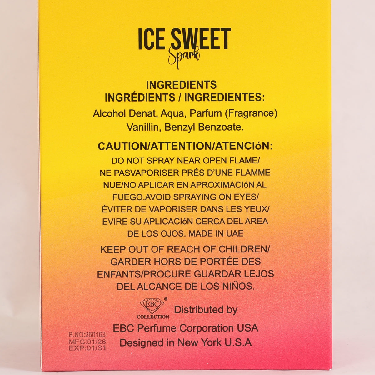 Ice Sweet Spark Spray Perfume Eau De Parfum For Women - 100ML/3.4FL.OZ./3PCS