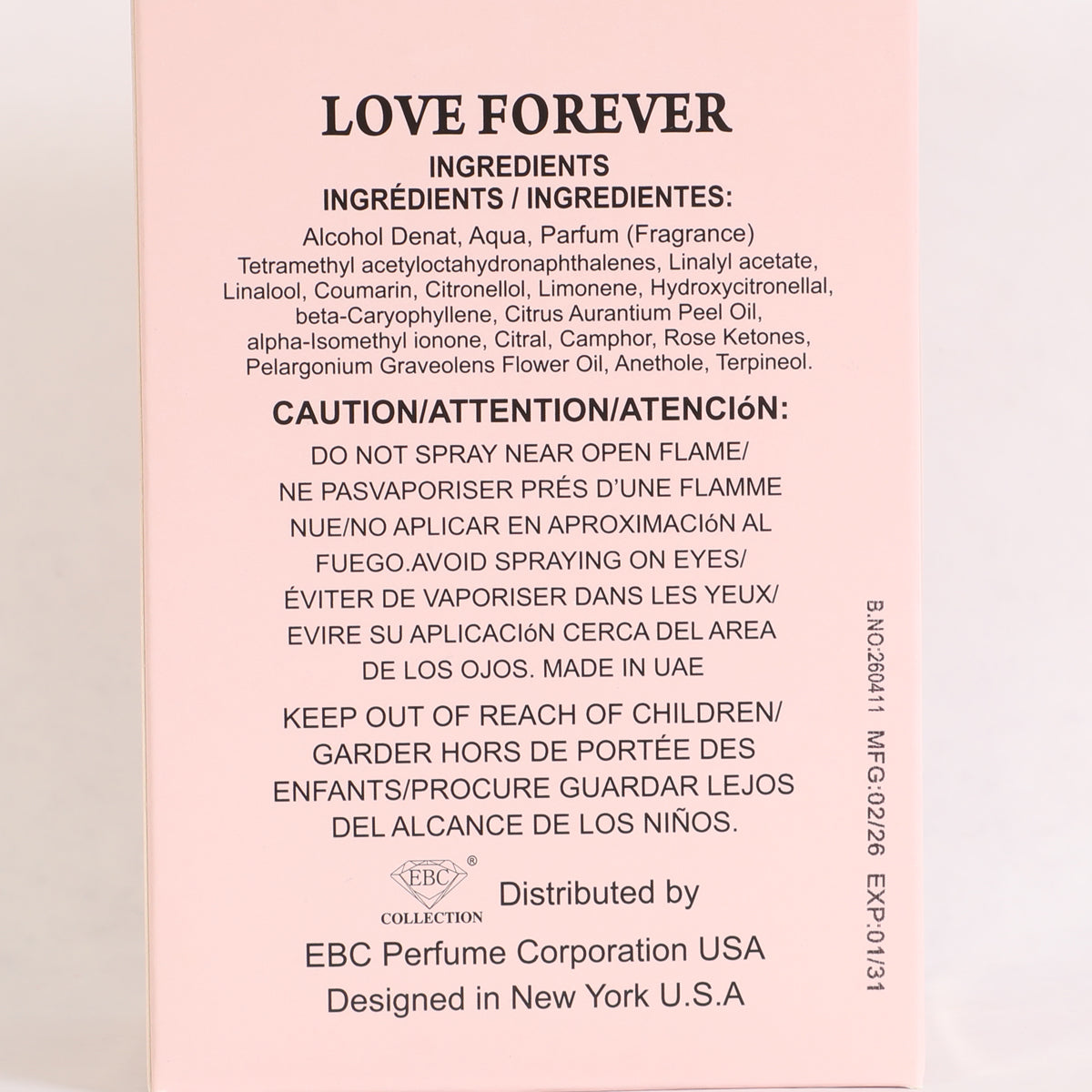 Love Forever Spray Perfume Eau De Parfum For Women - 100ML/3.4FL.OZ./3PCS