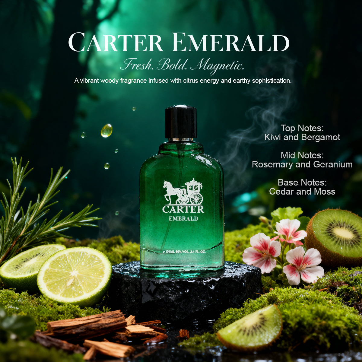 Carter Emerald Spray Perfume Eau De Parfum For Men - 100ML/3.4FL.OZ./3PCS