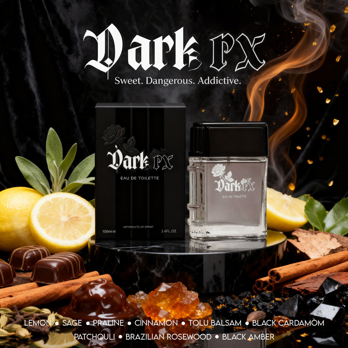 Dark Rx Spray Perfume Eau De Toilette For Men - 100ML/3.4 FL.OZ./3PCS