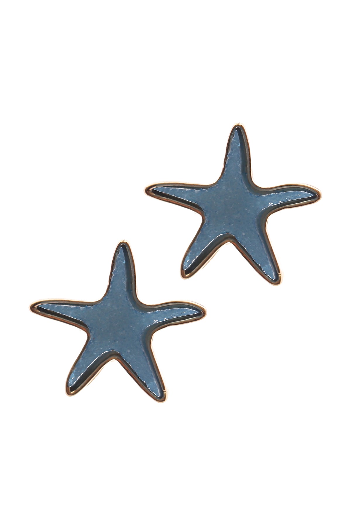 Druzy Metal Starfish Sealife Post Earrings Blue
