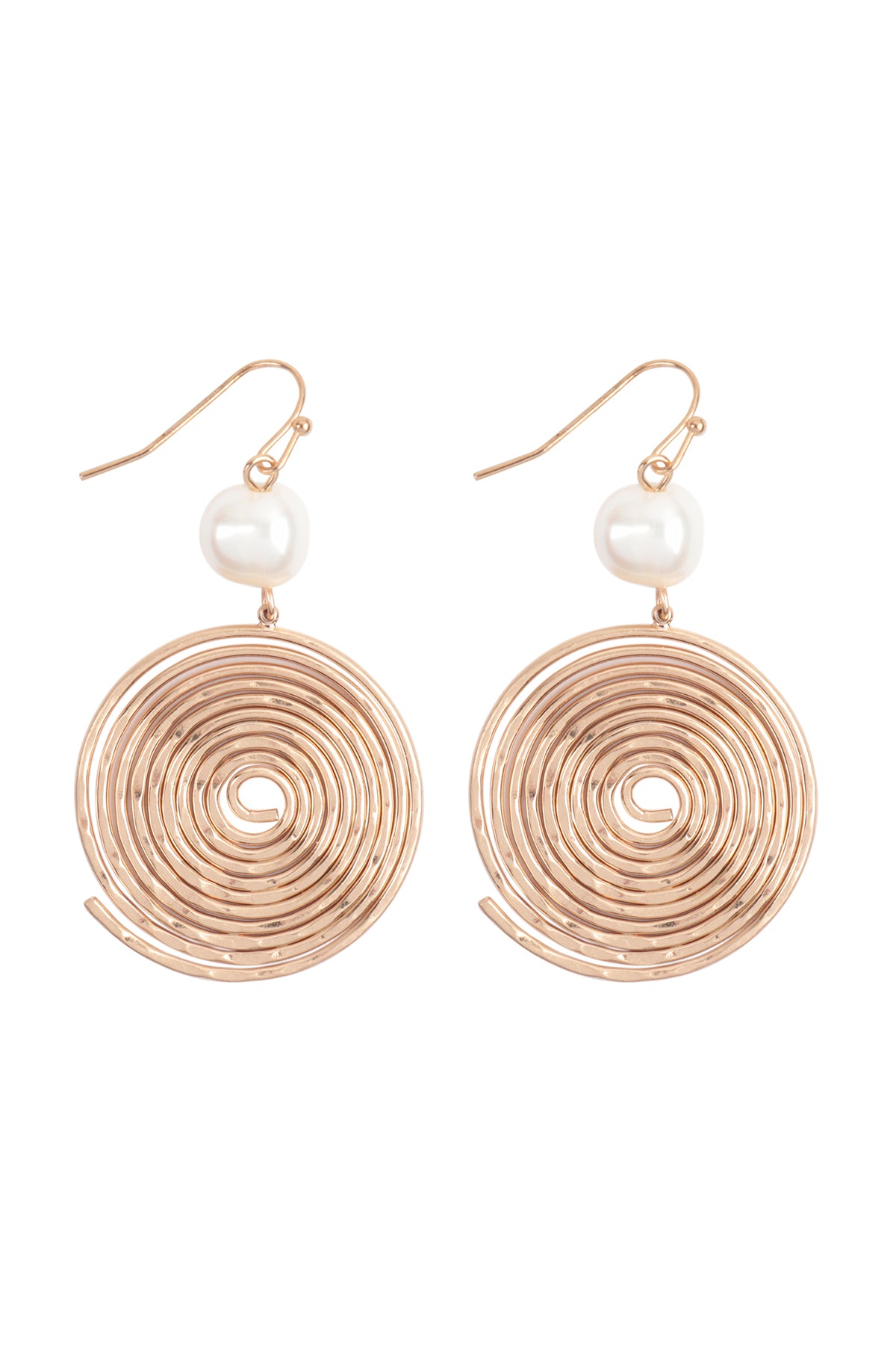 Round Swirl With Pearl Hook Earrings Gold