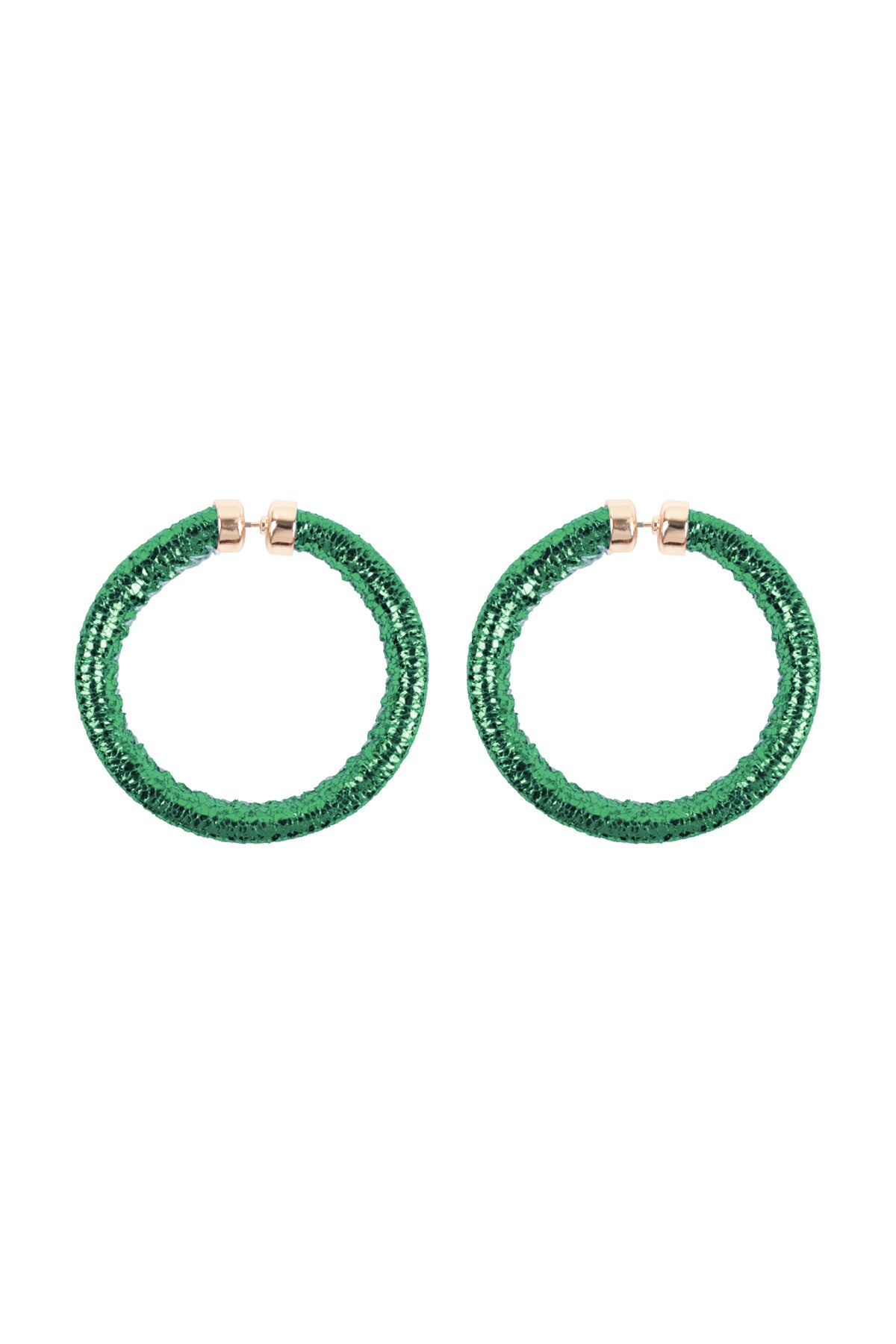 Glitter PU Leather Hoop Earrings Green