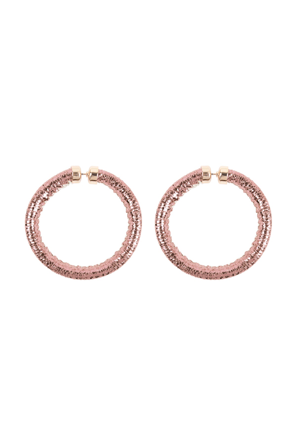 Glitter PU Leather Hoop Earrings Rose Gold