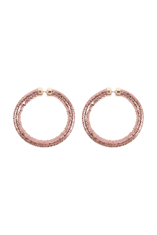 Glitter PU Leather Hoop Earrings Rose Gold