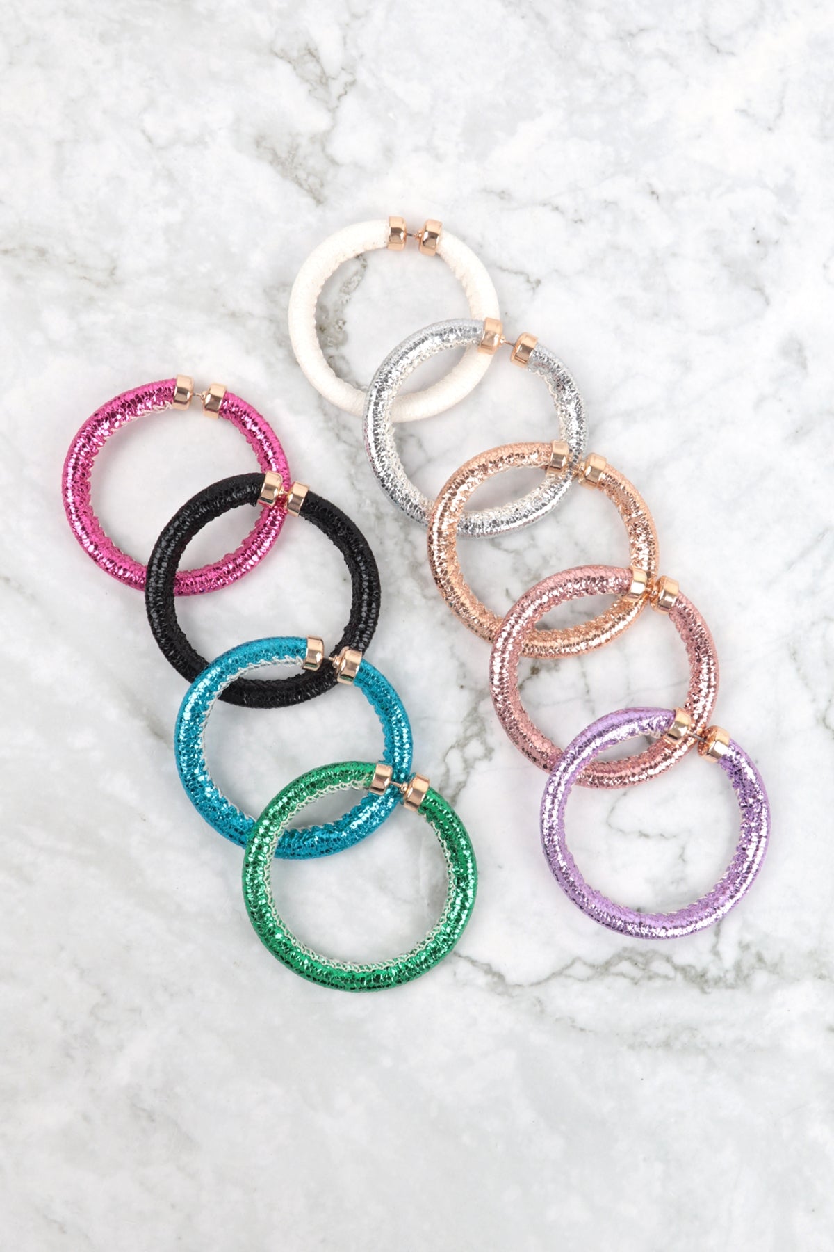 Glitter PU Leather Hoop Earrings