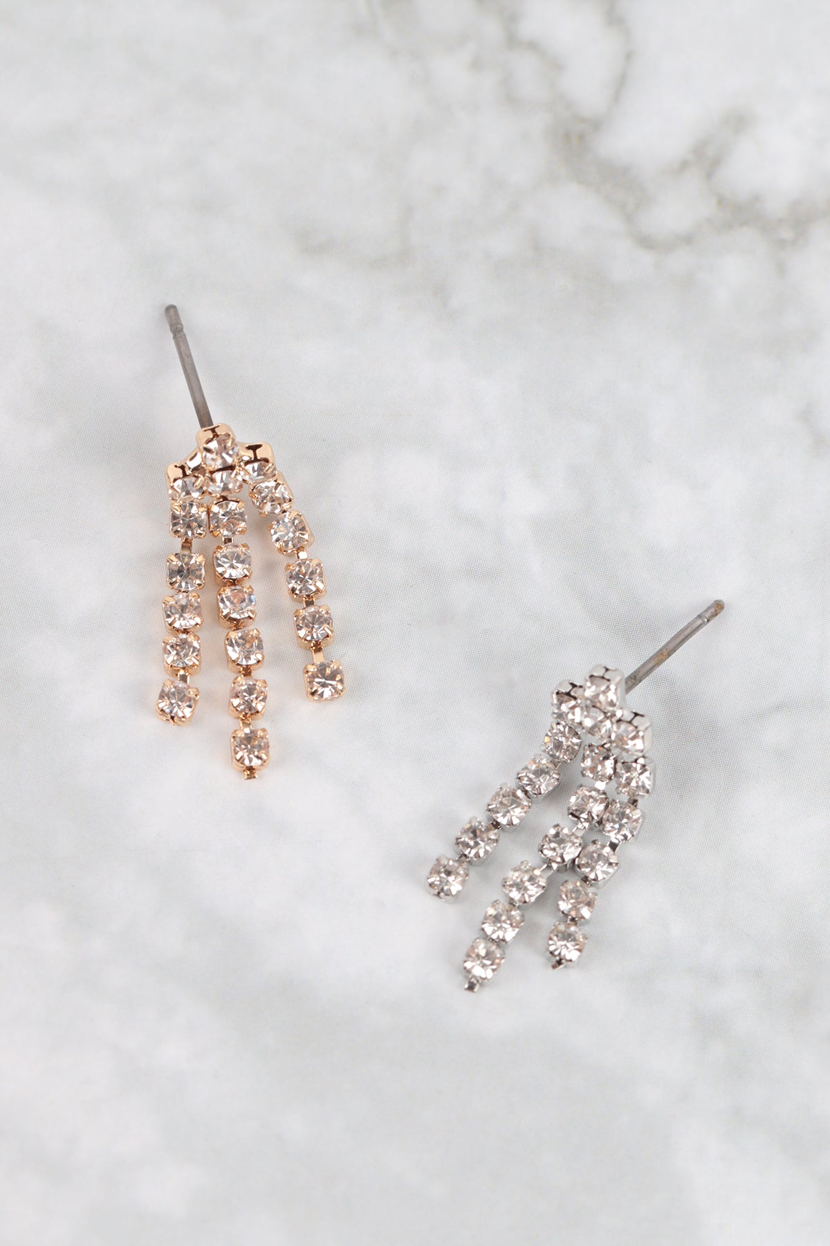 Cubic Zirconia Line Drop Earrings