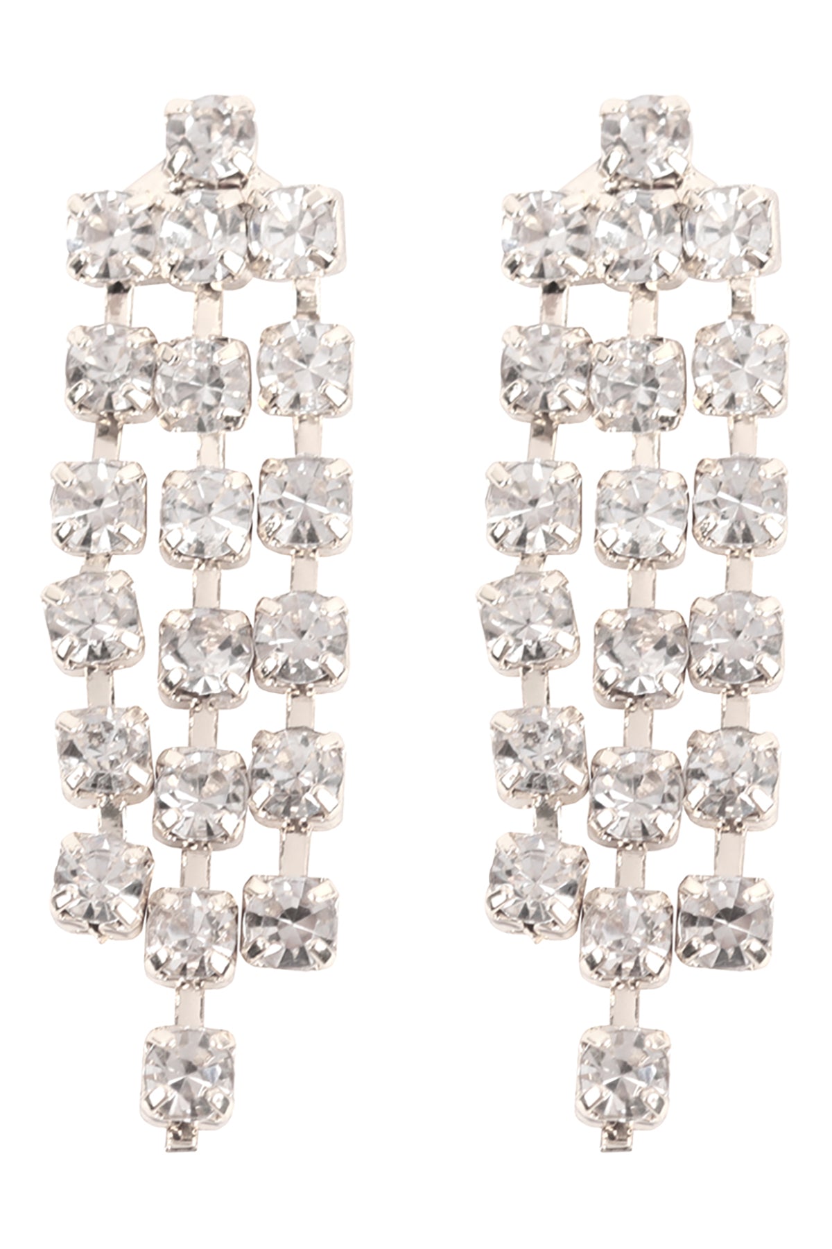 Cubic Zirconia Line Drop Earrings