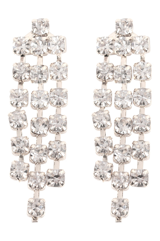 Cubic Zirconia Line Drop Earrings