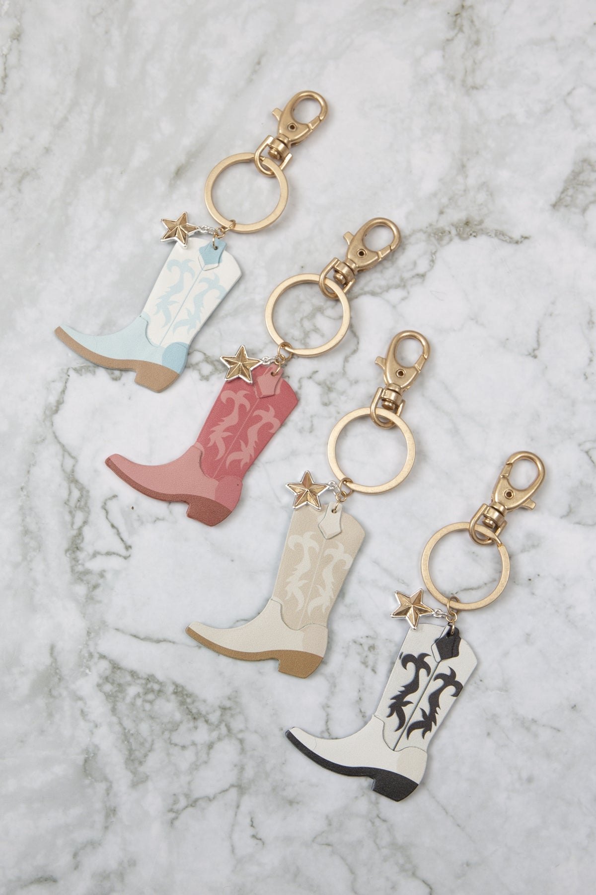 Western Boot Cowboy PU Leather Keychain