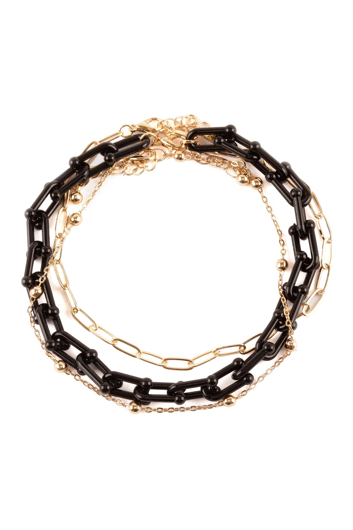 Acetate Metal Link Layered Charm Anklet