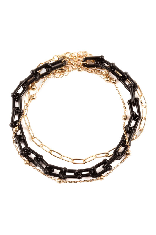 Acetate Metal Link Layered Charm Anklet