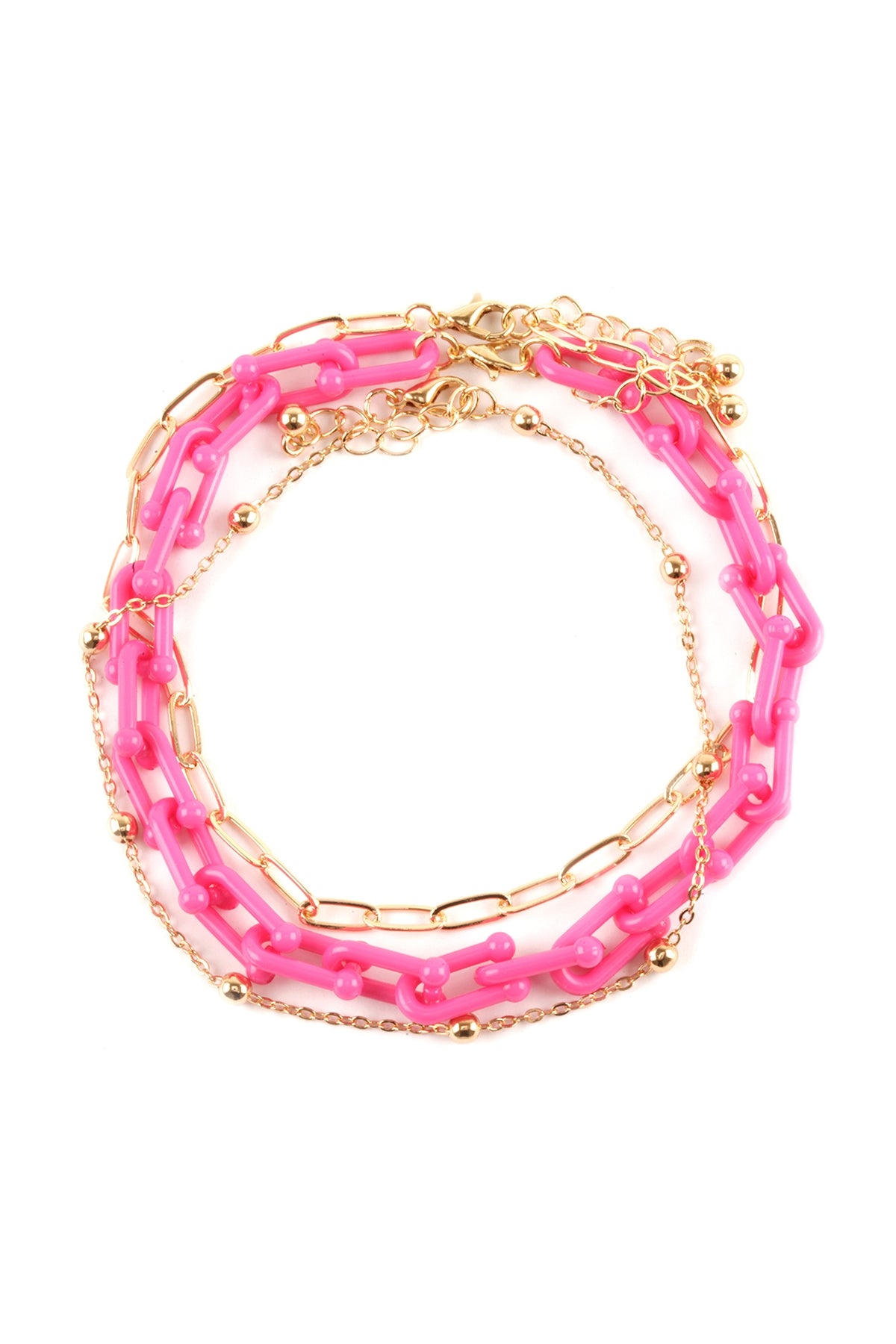 Acetate Metal Link Layered Charm Anklet