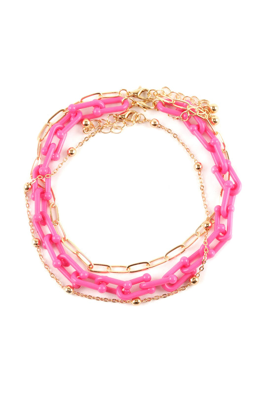 Acetate Metal Link Layered Charm Anklet