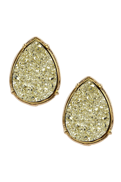 Druzy Teardrop Post Earrings
