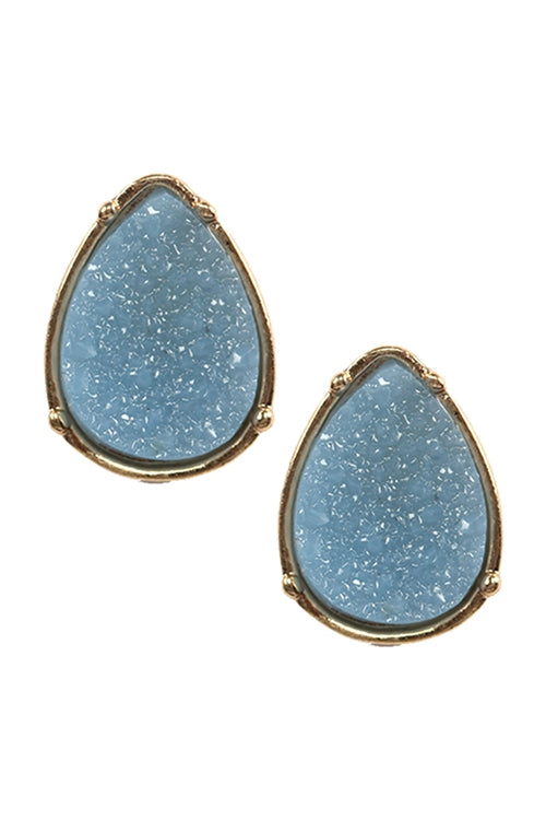 Druzy Teardrop Post Earrings