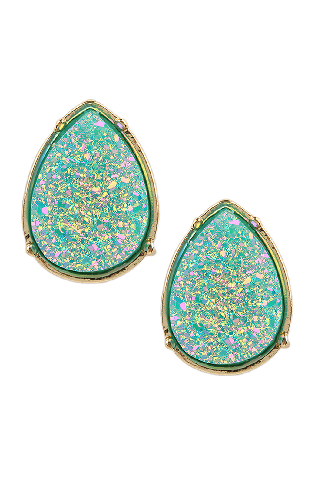 Druzy Teardrop Post Earrings