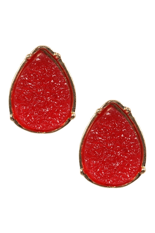 Druzy Teardrop Post Earrings