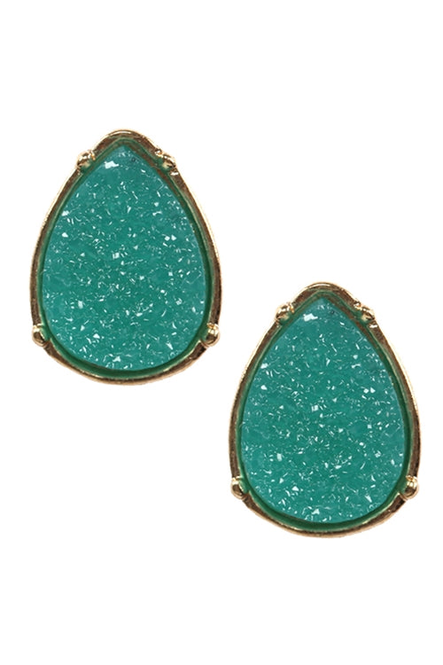 Druzy Teardrop Post Earrings