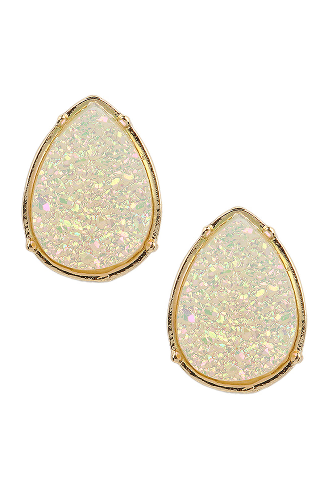 Druzy Teardrop Post Earrings