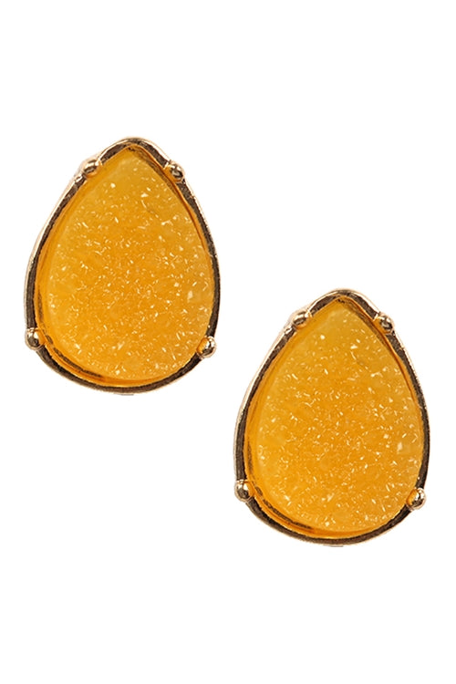 Druzy Teardrop Post Earrings
