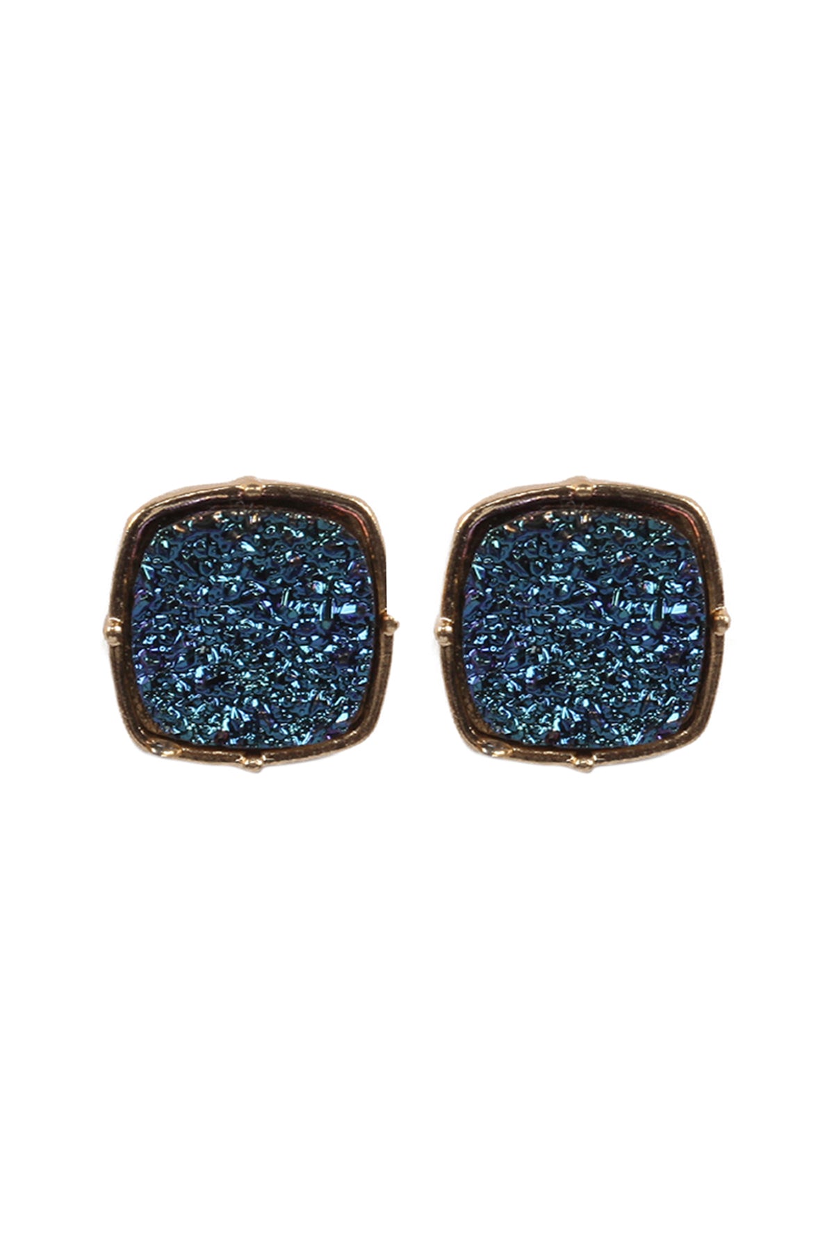 Druzy Post S2uare Earrings Blue