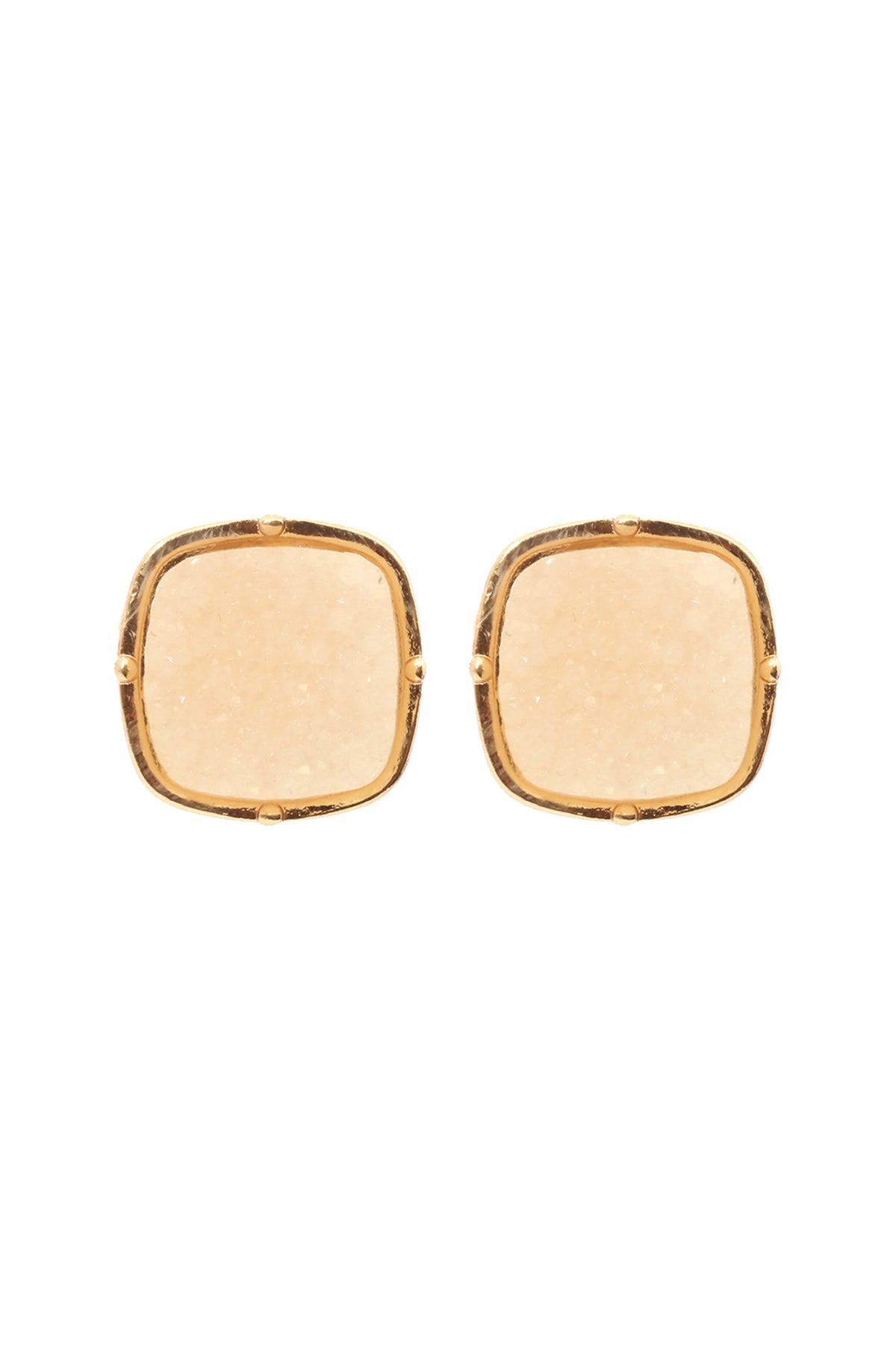 Druzy Post S2uare Earrings Ivory